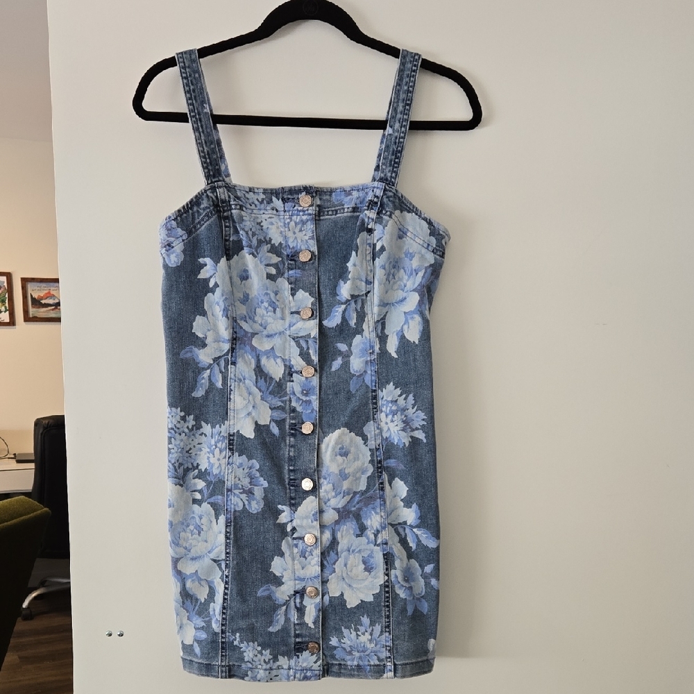 GAP Blue Floral Button-Front Mini Dress